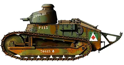 Renault FT-31 light tank upgraded with a Hotchkiss 7.5 mm machine gun