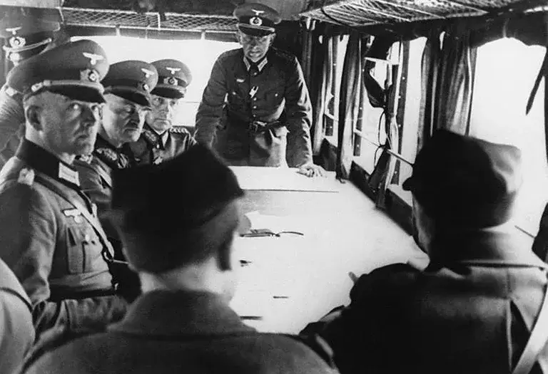 German and Polish officers meeting during surrender negotiations in Warsaw, September 1939