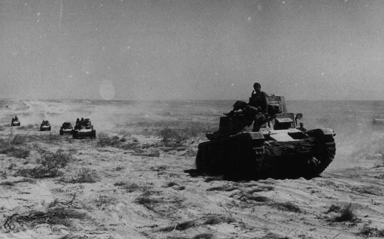 Italian M11/39 tanks advancing through the desert during the invasion of Egypt, September 1940.